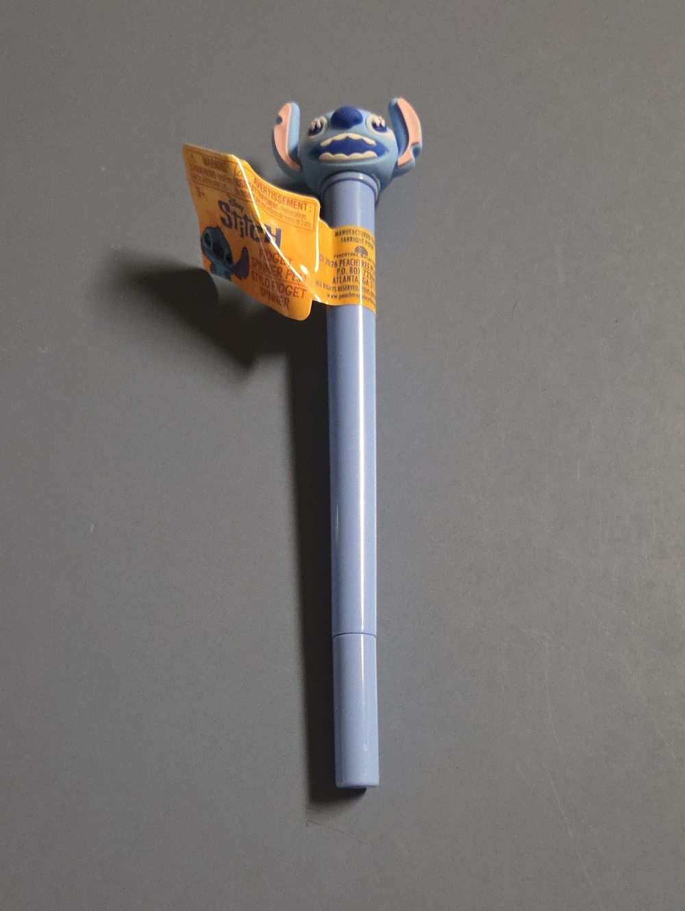 Disney Stitch Light Blue Character Fidgit Spinner Topper Pen.